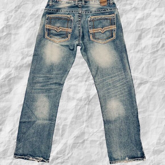 GS 115 Mens Size 36X33(actual Inseam 31) Bruce Slim Fit Thick Stitched Blue Jean - Picture 2 of 12